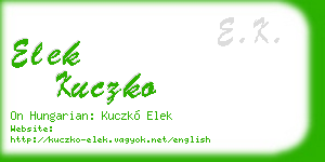 elek kuczko business card