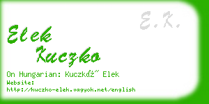 elek kuczko business card